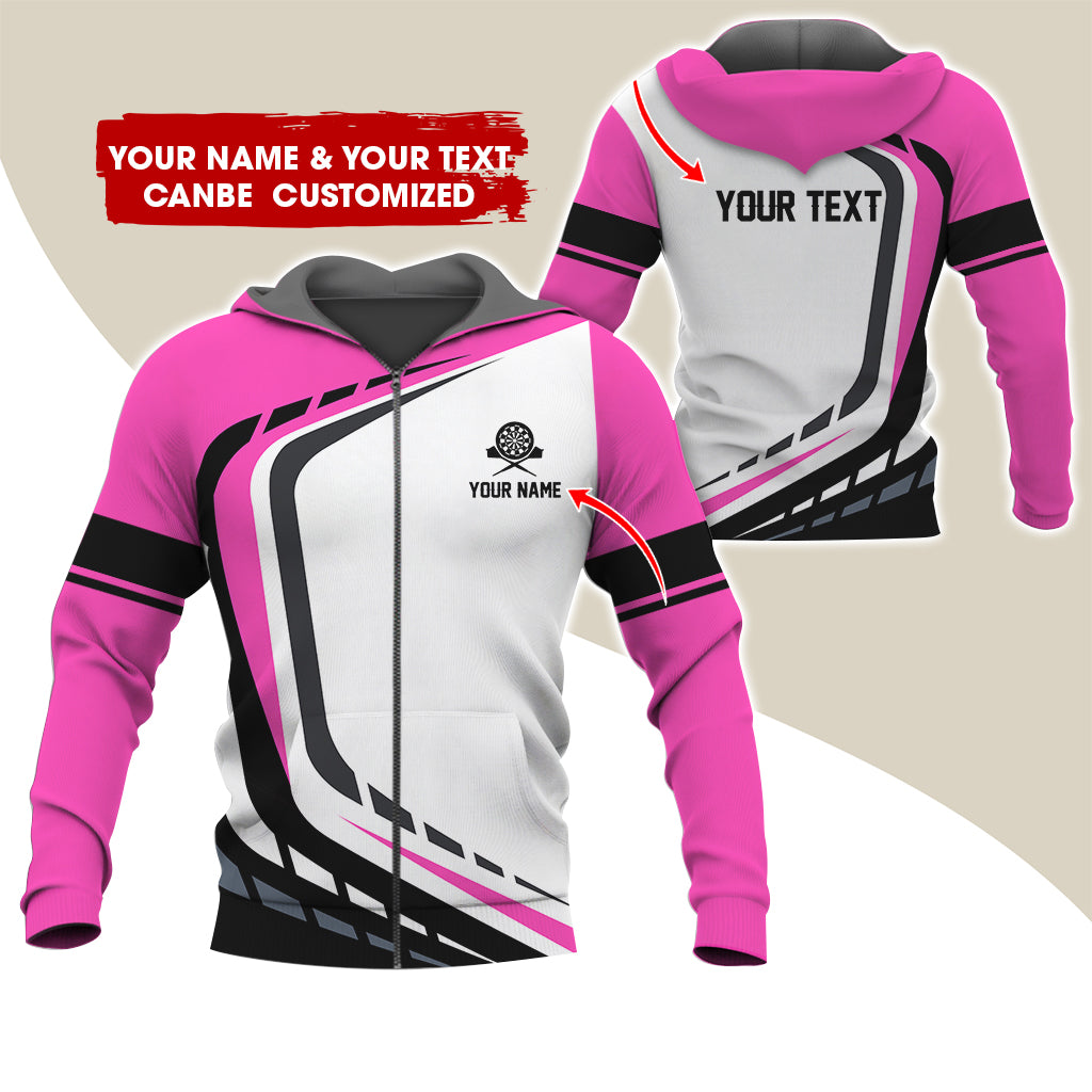 Custom Name Darts Premium Zip Hoodie, Personalized Name & Text  Darts Team Uniforms Zip Hoodie For Men & Women - Gift For Darts Lovers, Darts Players