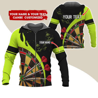 Customized Name & Text Darts Premium Zip Hoodie, Personalized Darts Is My Life Zip Hoodie For Men & Women - Gift For Darts Lovers, Darts Players