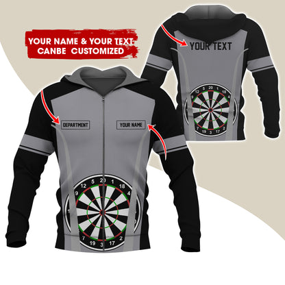 Customized Name, Text & Department Darts Premium Zip Hoodie, Personalized Darts Team Zip Hoodie For Men & Women - Gift For Darts Lovers, Darts Players