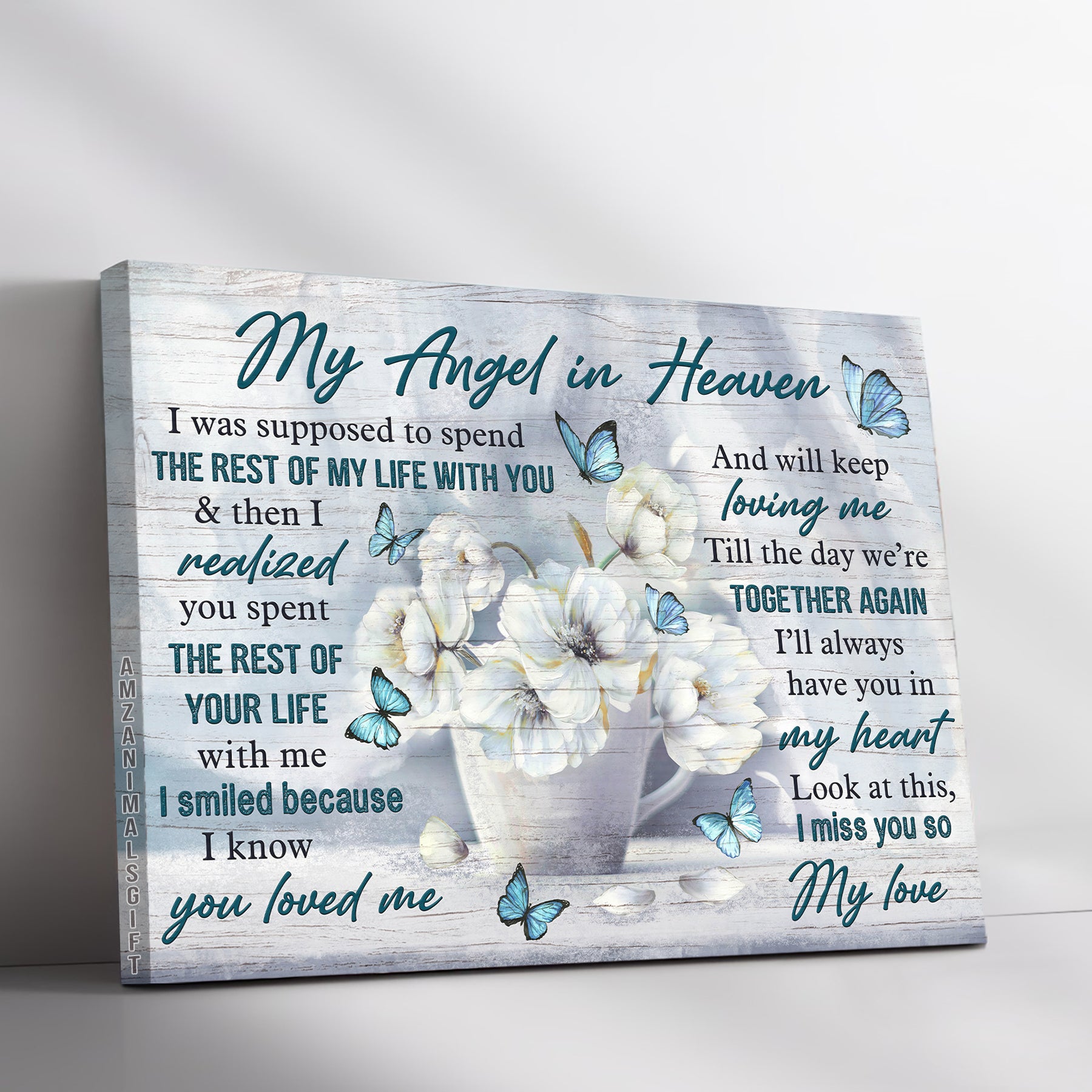 Memorial Premium Wrapped Landscape Canvas - Beautiful White Flower, Till The Day We're Together Again - Perfect Gift For Members Family