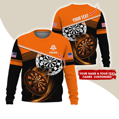 Customized Name & Text Darts Sweatshirt, Personalized Darts American Logo Sweatshirt For Men & Women - Gift For Darts Lovers, Darts Players