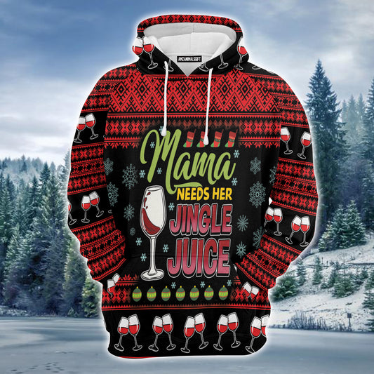 Red Wine Xmas Premium Christmas Hoodie, Mama Need Hers Jingle Juice Unisex Hoodie For Men & Women - Perfect Gift For Christmas, Friends, Family