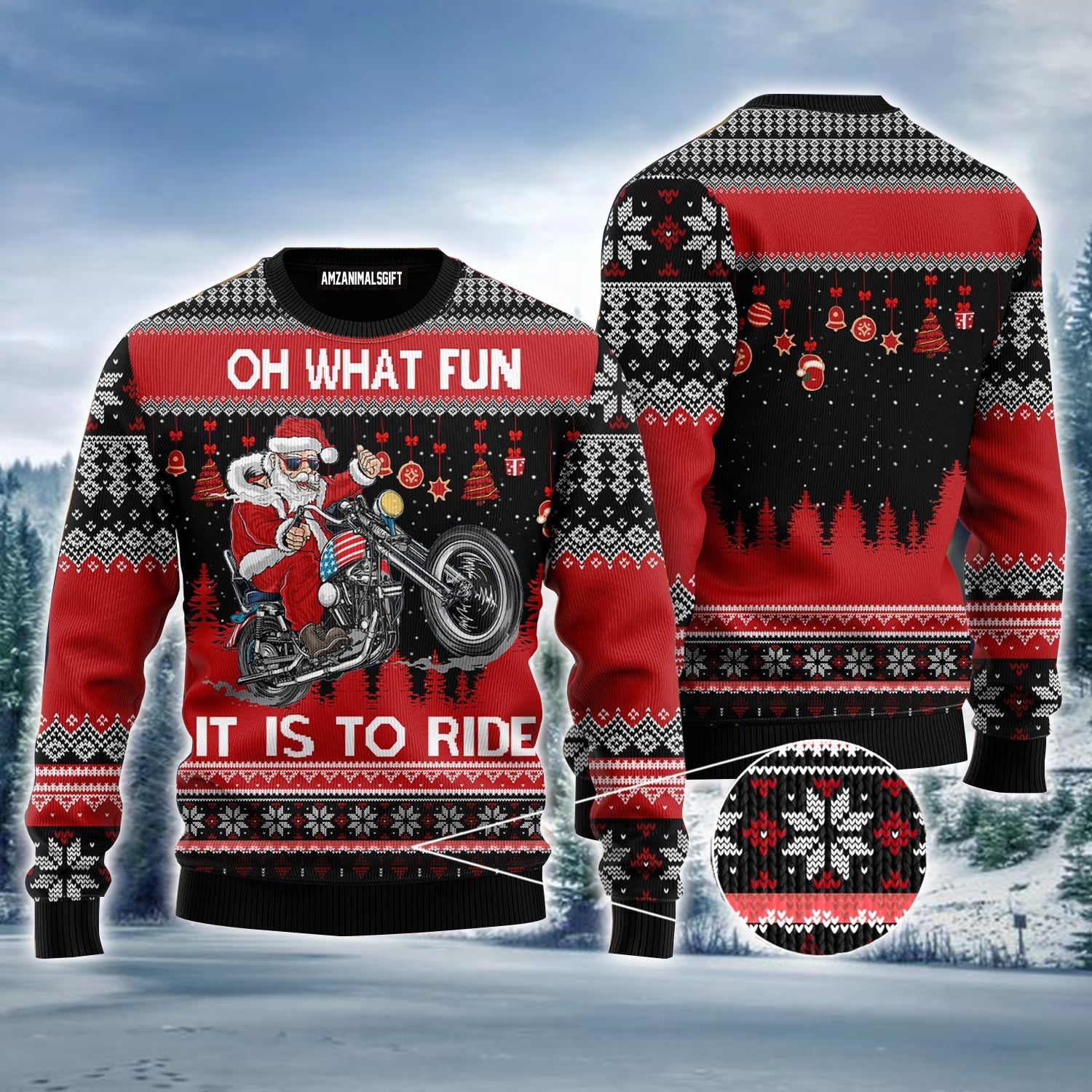 Biker Motorcycle Lover Xmas Ugly Sweater, Christmas Ugly Sweater, Santa Claus Ugly Sweater For Men & Women - Perfect Gift For Christmas, Family