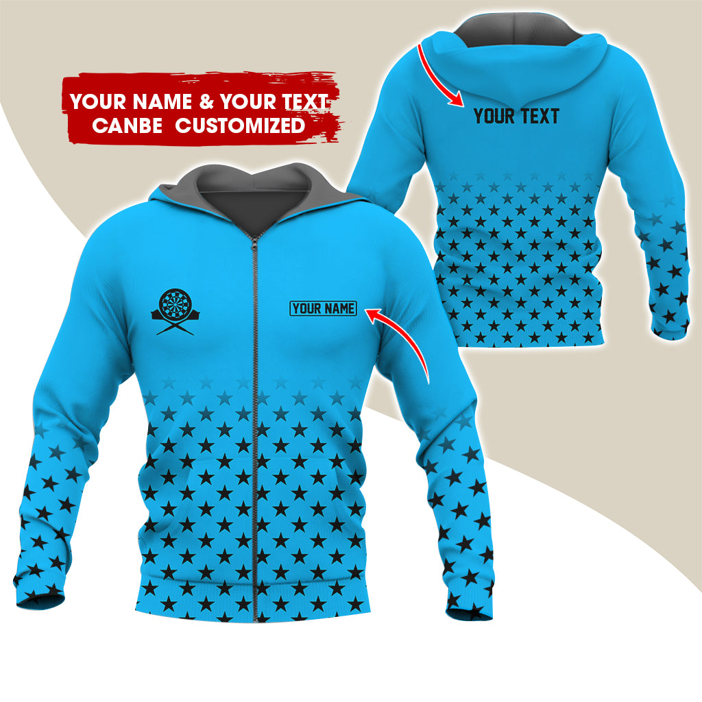 Customized Name & Text Darts Premium Zip Hoodie, Custom Name Darts Zip Hoodie For Men & Women - Gift For Darts Lovers, Darts Players