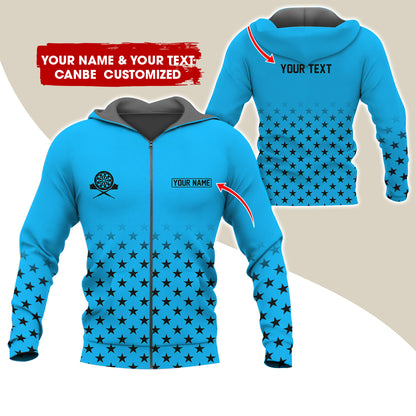 Customized Name & Text Darts Premium Zip Hoodie, Custom Name Darts Zip Hoodie For Men & Women - Gift For Darts Lovers, Darts Players