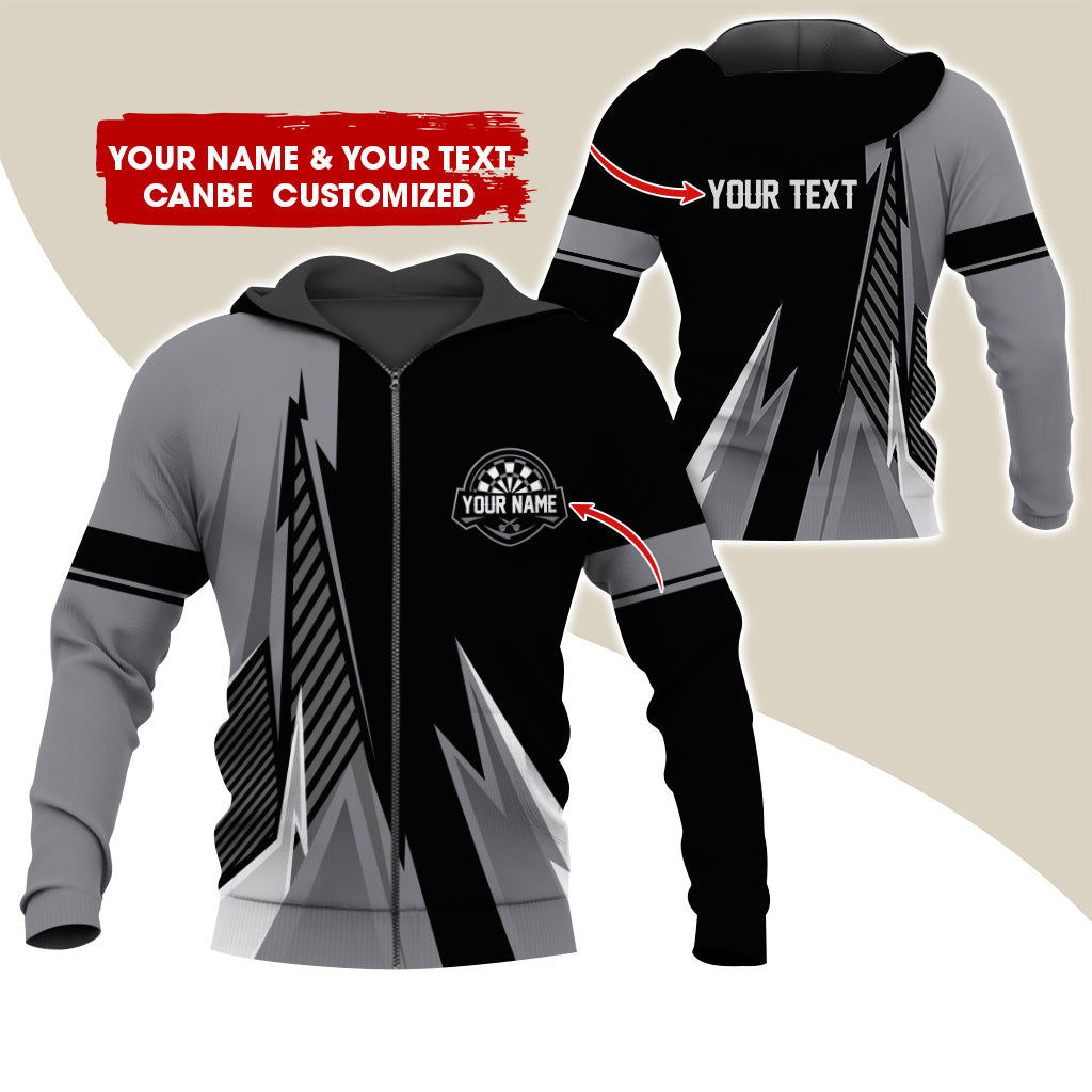 Customized Name & Text Darts Premium Zip Hoodie , Personalized Name Darts Zip Hoodie For Men & Women - Gift For Darts Lovers, Darts Players