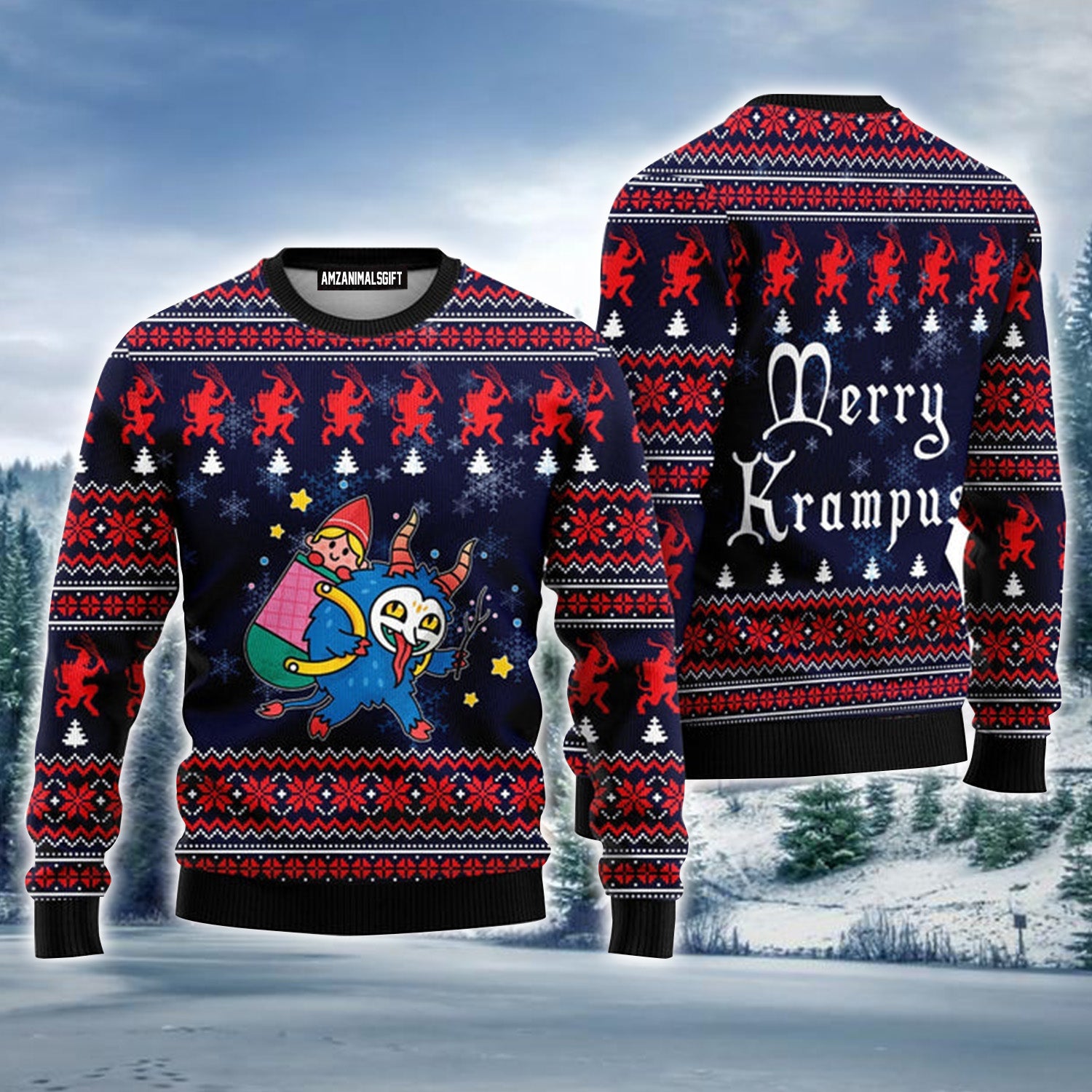 Merry Krampus Urly Christmas Sweater, Christmas Sweater For Men & Women - Perfect Gift For Christmas, New Year, Winter Holiday