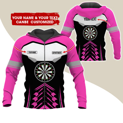 Personalized Name Darts Team Premium Zip Hoodie, Customized Dartboard Zip Hoodie For Men & Women - Gift For Darts Lovers, Darts Players