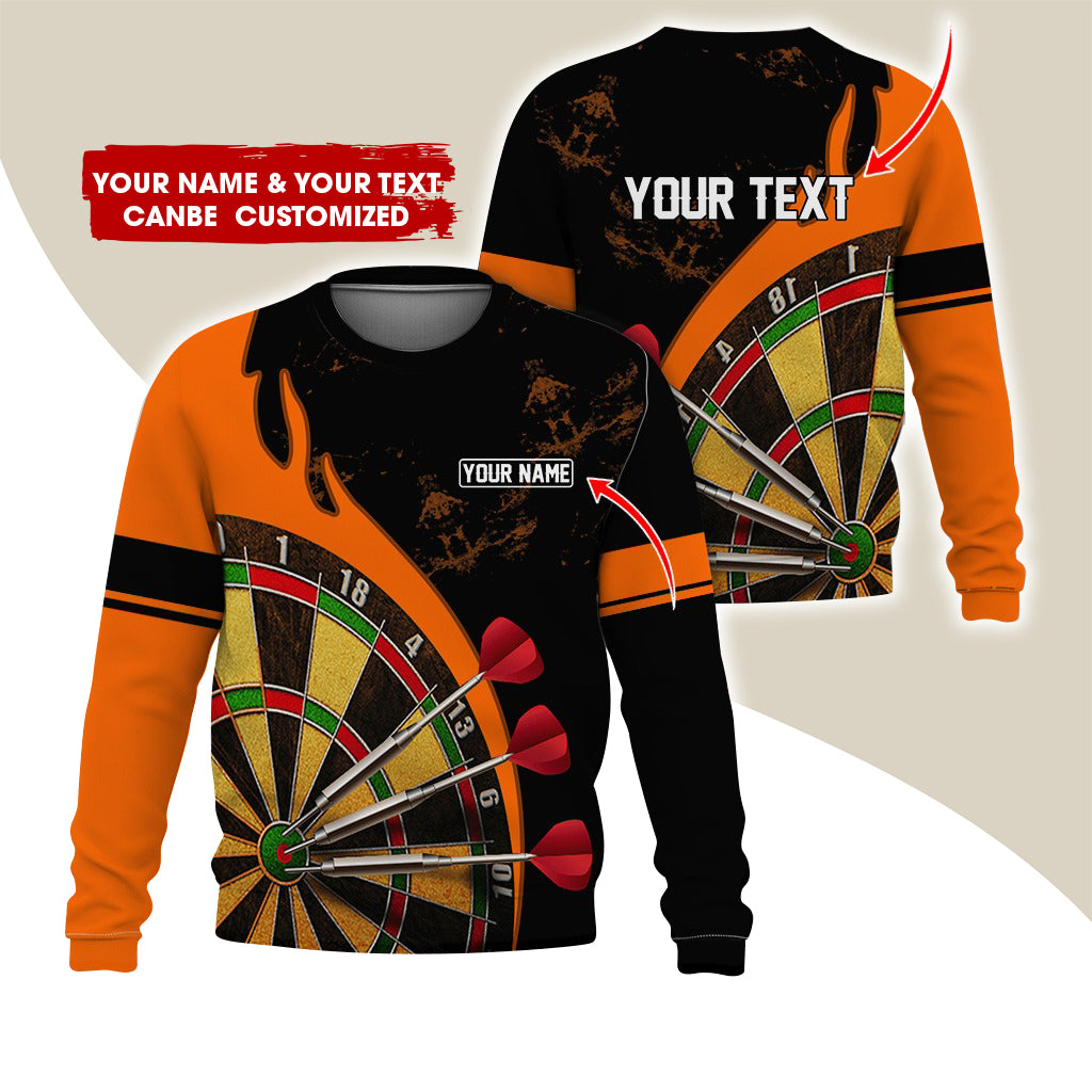 Customized Name & Text Darts Sweatshirt, Personalized Yellow Dartboard Sweatshirt For Men & Women - Gift For Darts Lovers, Darts Players