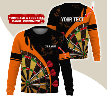 Customized Name & Text Darts Sweatshirt, Personalized Yellow Dartboard Sweatshirt For Men & Women - Gift For Darts Lovers, Darts Players