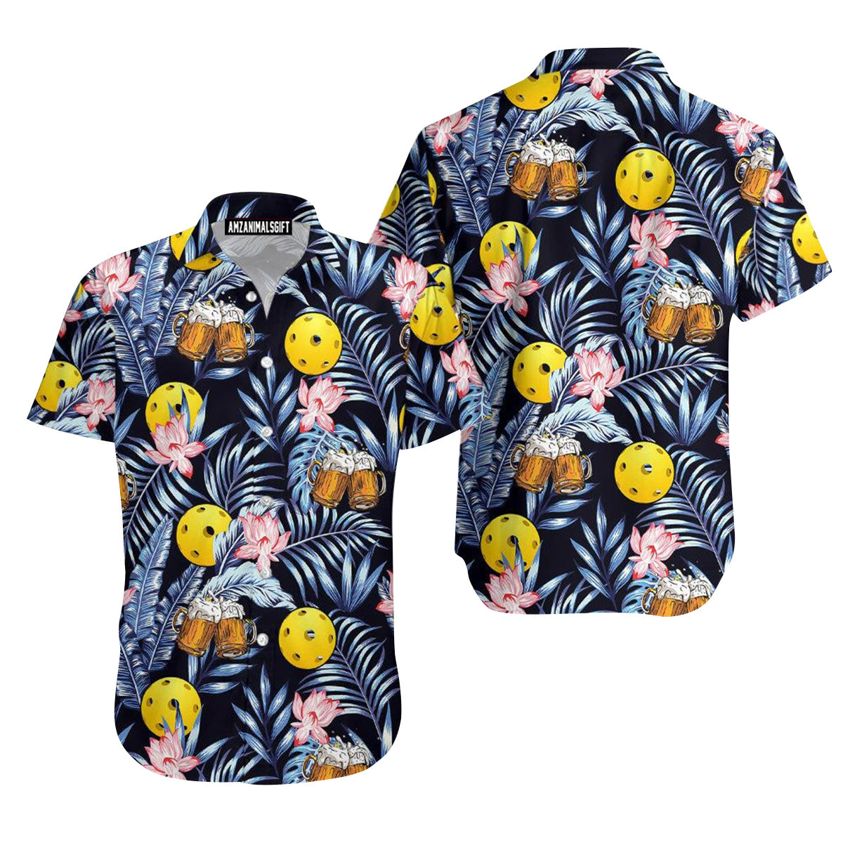 Pickleball Beer Tropical Hawaiian Shirt, Perfect Outfit For Men And Women On Summer Tropical Hawaiian Pickleball Lovers