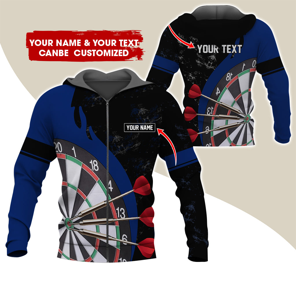 Personalized Name & Text Darts Premium Zip Hoodie, Custom Name Darts Team Zip Hoodie For Men & Women - Gift For Darts Lovers, Darts Players