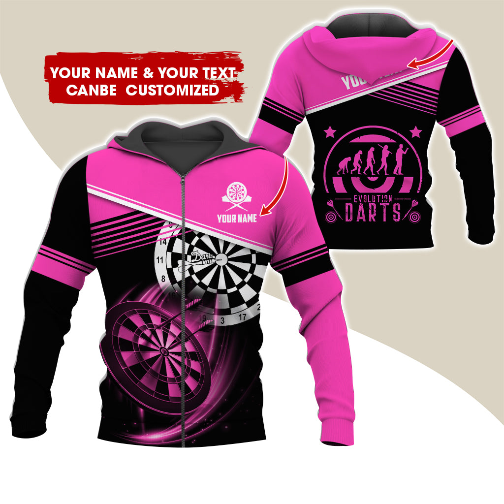 Personalized Name & Text Darts Premium Zip Hoodie, Customized Evolution Darts Player Zip Hoodie For Men & Women - Gift For Darts Lovers, Darts Players