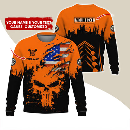 Customized Name & Text Darts Sweatshirt, Personalized Darts American Flag Sweatshirt For Men & Women - Gift For Darts Lovers, Darts Players