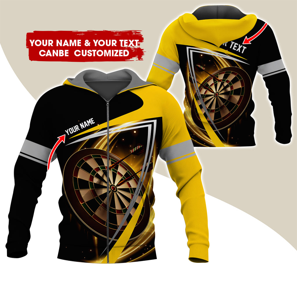 Customized Name & Text Darts Premium Zip Hoodie, Custom Darts Zip Hoodie For Men & Women - Gift For Darts Lovers, Darts Players