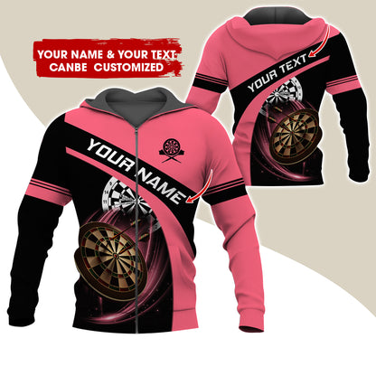 Personalized Name Darts Premium Zip Hoodie , Custom Name Dartboard Zip Hoodie For Men & Women - Gift For Darts Lovers, Darts Players