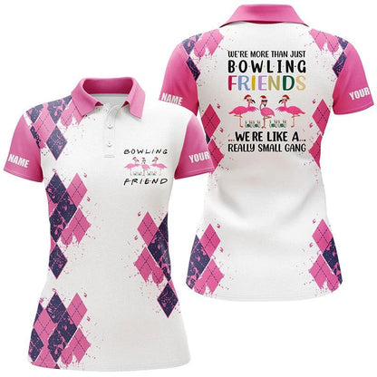 Customized Name Bowling Women Polo Shirt, Personalized We're More Than Just Bowling Friends Flamingo - Gift For Women, Bowling Lovers, Bowlers