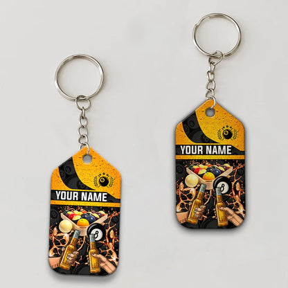 Custom Name Billiard 8 Ball Pool And Beer That's Why I'm Here Acrylic Keychain - Christmas Gift For Billiard Lovers, Billiard Team Players