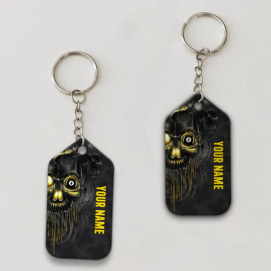 Personalized Name Skull Pool Shut Up And Shoot Billiard Acrylic Keychain - Christmas Gift For Billiard Lovers, Billiard Team Players