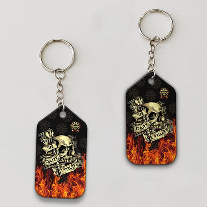 Skull In Fire In Dart We Trust Darts Acrylic Keychain For Darts Players - Christmas Gift For Darts Lovers, Darts Team, Family, Friends