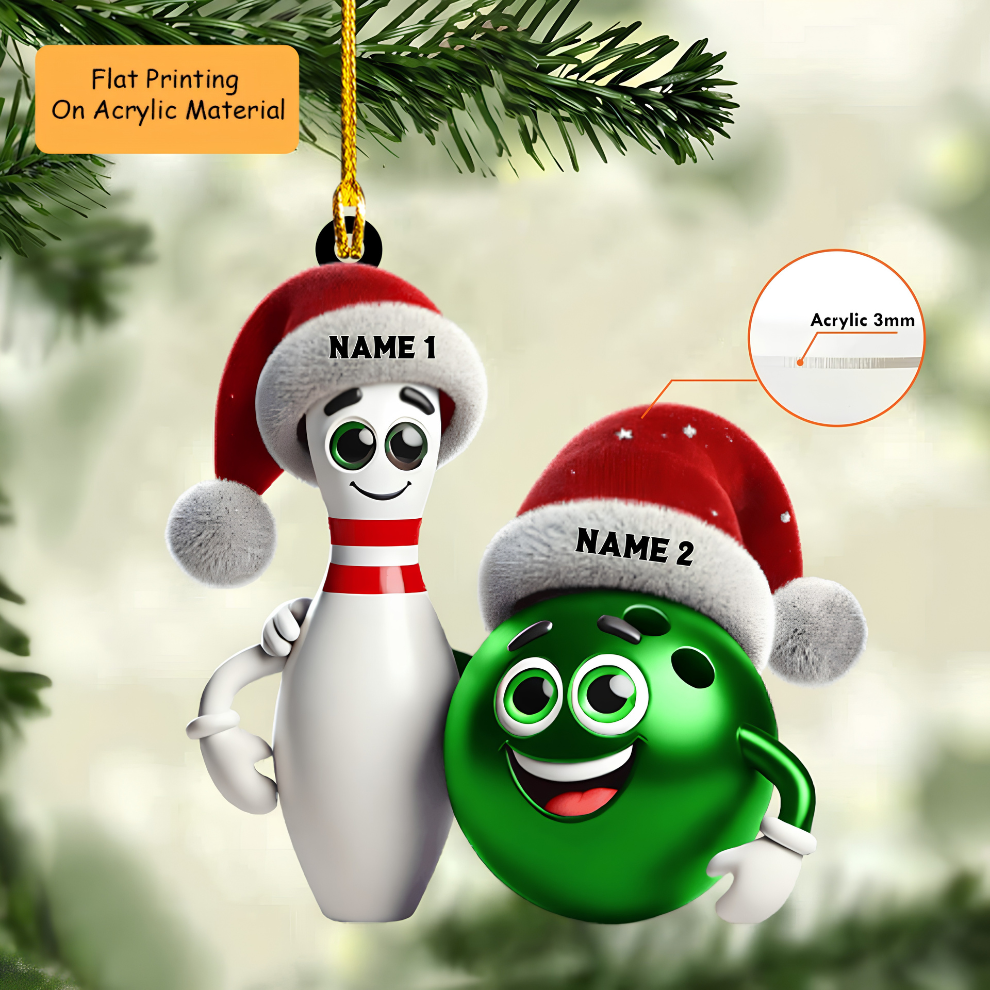 Personalized Bowling Christmas Gift Decoration, Bowling Keychain, Car Ornament, Christmas Ornament Gifts