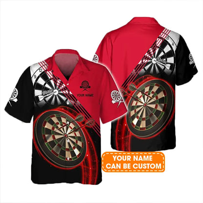 Customized Darts Hawaiian Shirt, Darts Red Personalized Name Hawaiian Shirt For Men - Perfect Gift For Darts Lovers, Darts Players