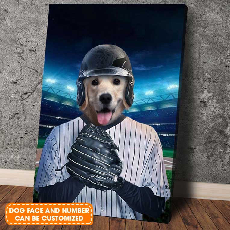 The Baseball Fan Custom Pet Face Portrait Canvas - Pet Painting Portrait Canvas, Wall Art - Perfect Gift For The Baseball Fan, Pet Lovers