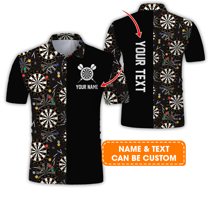 Customized Name & Text Darts Polo Shirt, Personalized Darts Polo Shirt For Men - Perfect Gift For Darts Lovers, Darts Team, Darts Players