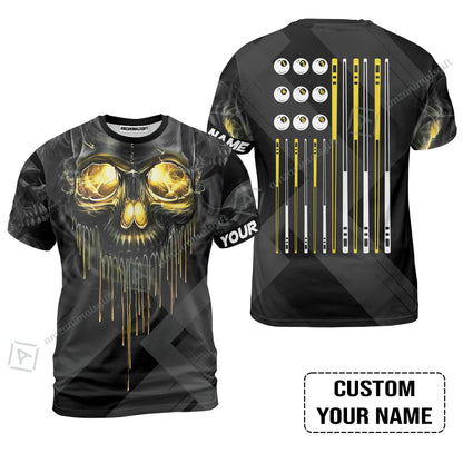 Men Polo Shirt - Billiards Pool Player Skull Custom Polo Shirt, Skull Billiards Shirt For Billiards Players, Personalized Billiards Gift