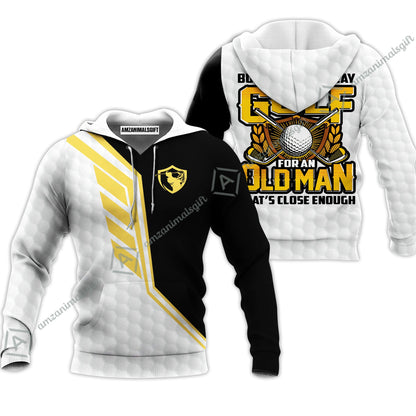 Golf Long Sleeve Men Polo Shirt - I Ain't Perfect But I Can Still Play Golf Polo Shirt, Black And White Golfing Shirt