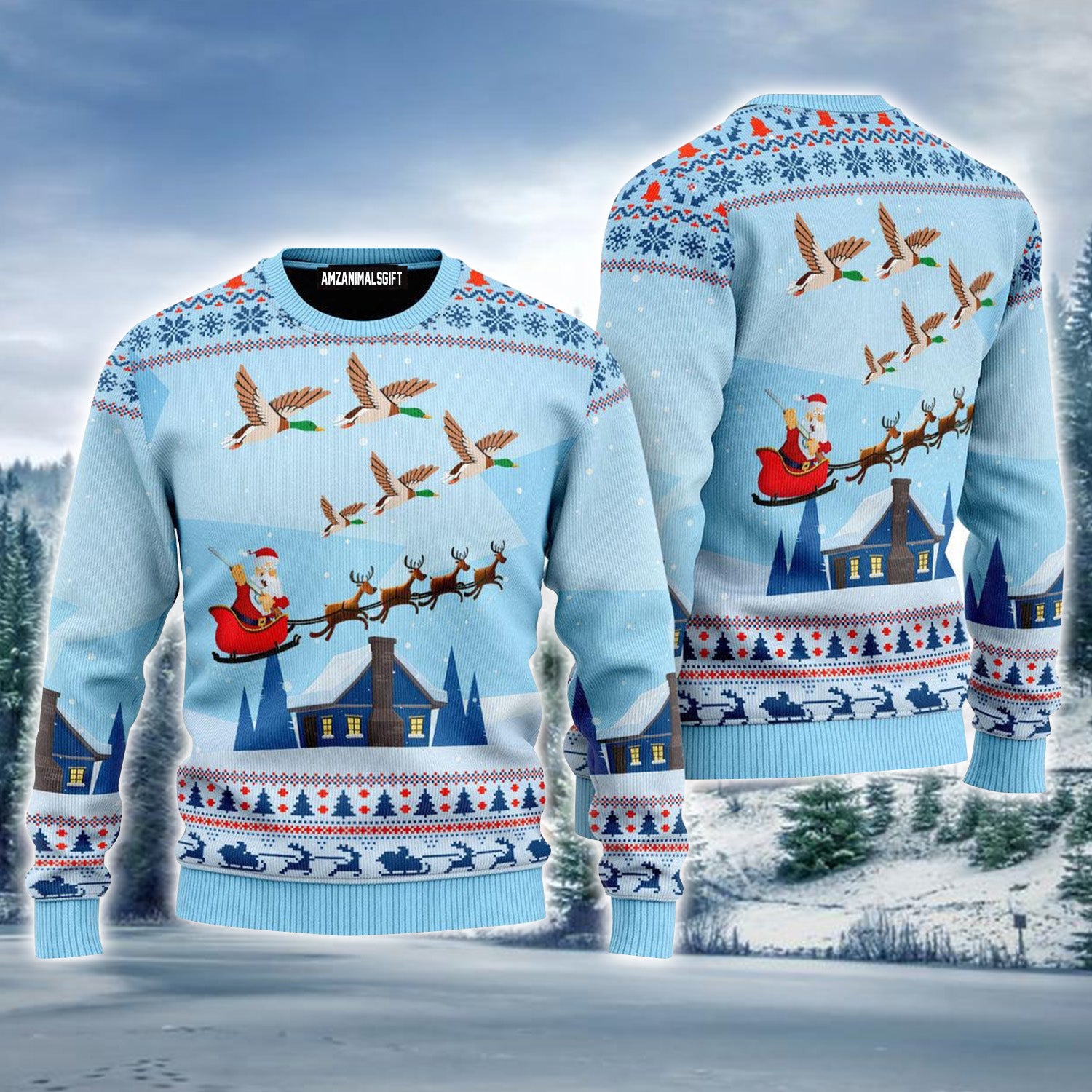 Santa Duck Hunting Ugly Sweater For Men & Women, Perfect Outfit For Christmas New Year Autumn Winter