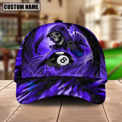 Customized Billiard Cap, Billiard Pool Ball 8 Reaper Art Personalized Name 3D Hats, Best Billiard Pool Hat For Billiard Players (4 Colors)