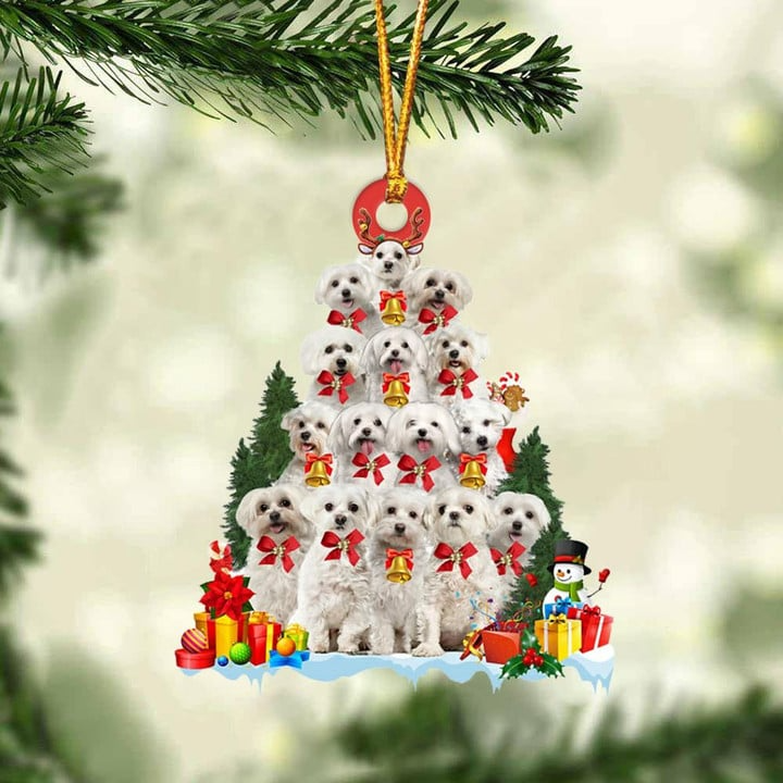 Custom Dog Acrylic Christmas Ornament, Personalized Maltese Dog Christmas Tree & Gift Acrylic Ornament for Dog Lover, Christmas