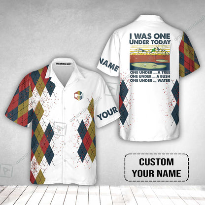 Golf Hawaiian Shirt Custom Name - I Was One Under Today One Under A Tree Bush and Water