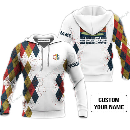 Golf Hawaiian Shirt Custom Name - I Was One Under Today One Under A Tree Bush and Water