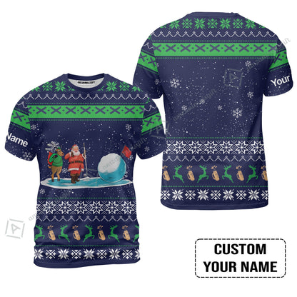 Golf Hoodie - Funny Ugly Christmas Pattern Custom Name Apparel - Personalized Gift For Golf Lover, Men, Team, Husband, Boyfriend