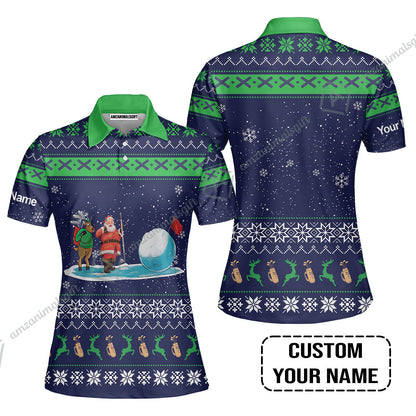 Golf T-Shirt- Funny Ugly Christmas Pattern Custom Name Apparel - Personalized Gift For Golf Lover