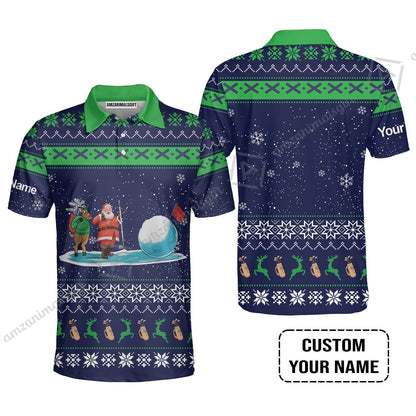 Golf T-Shirt- Funny Ugly Christmas Pattern Custom Name Apparel - Personalized Gift For Golf Lover