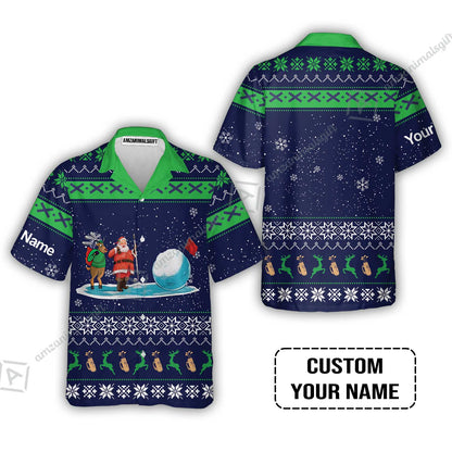 Golf T-Shirt- Funny Ugly Christmas Pattern Custom Name Apparel - Personalized Gift For Golf Lover