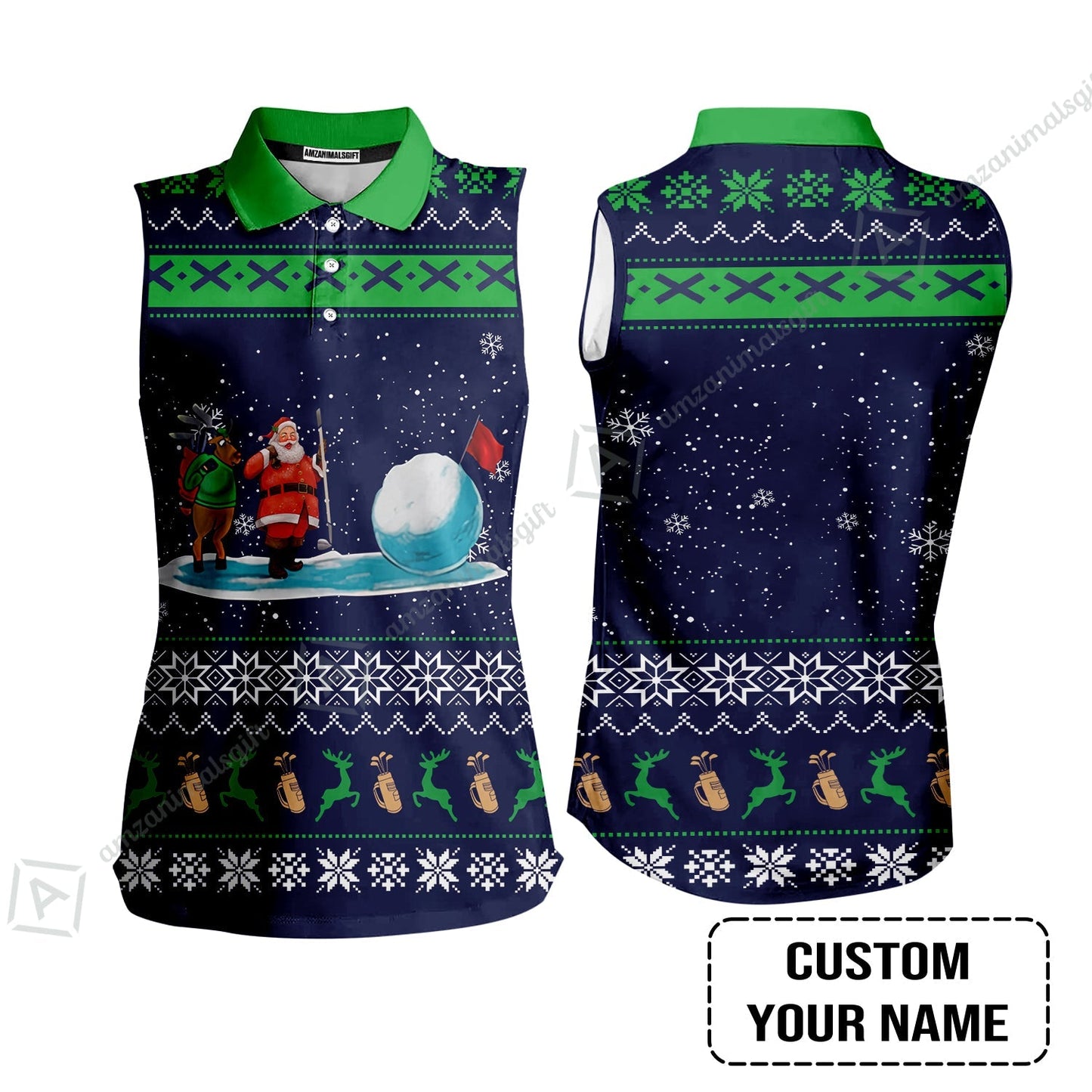 Golf Hoodie - Funny Ugly Christmas Pattern Custom Name Apparel - Personalized Gift For Golf Lover, Men, Team, Husband, Boyfriend