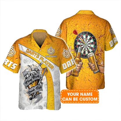 Customized Darts Hawaiian Shirt, Play Darts Drink Beer, Personalized Name Hawaiian Shirt For Men - Perfect Gift For Darts Lovers, Darts Players