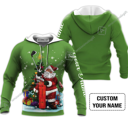 Golf T-Shirt - Christmas Custom Name, Santa Golfer Apparel - Personalized Gift For Golf Lover