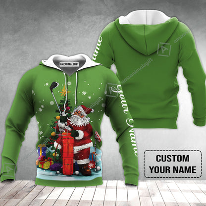 Golf Hoodie - Christmas Custom Name, Santa Golfer Apparel - Personalized Gift For Golf Lover