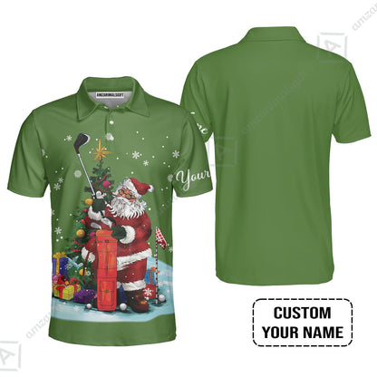 Golf Hawaiian Shirt - Christmas Custom Name, Santa Golfer Apparel - Personalized Gift For Golf Lover