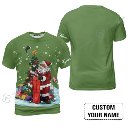 Golf Hawaiian Shirt - Christmas Custom Name, Santa Golfer Apparel - Personalized Gift For Golf Lover