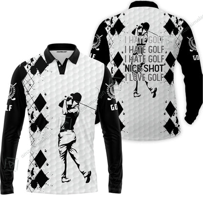 Golf Hawaiian Shirt - I Hate Golf Nice Shot I Love Golf Hawaiian Shirt
