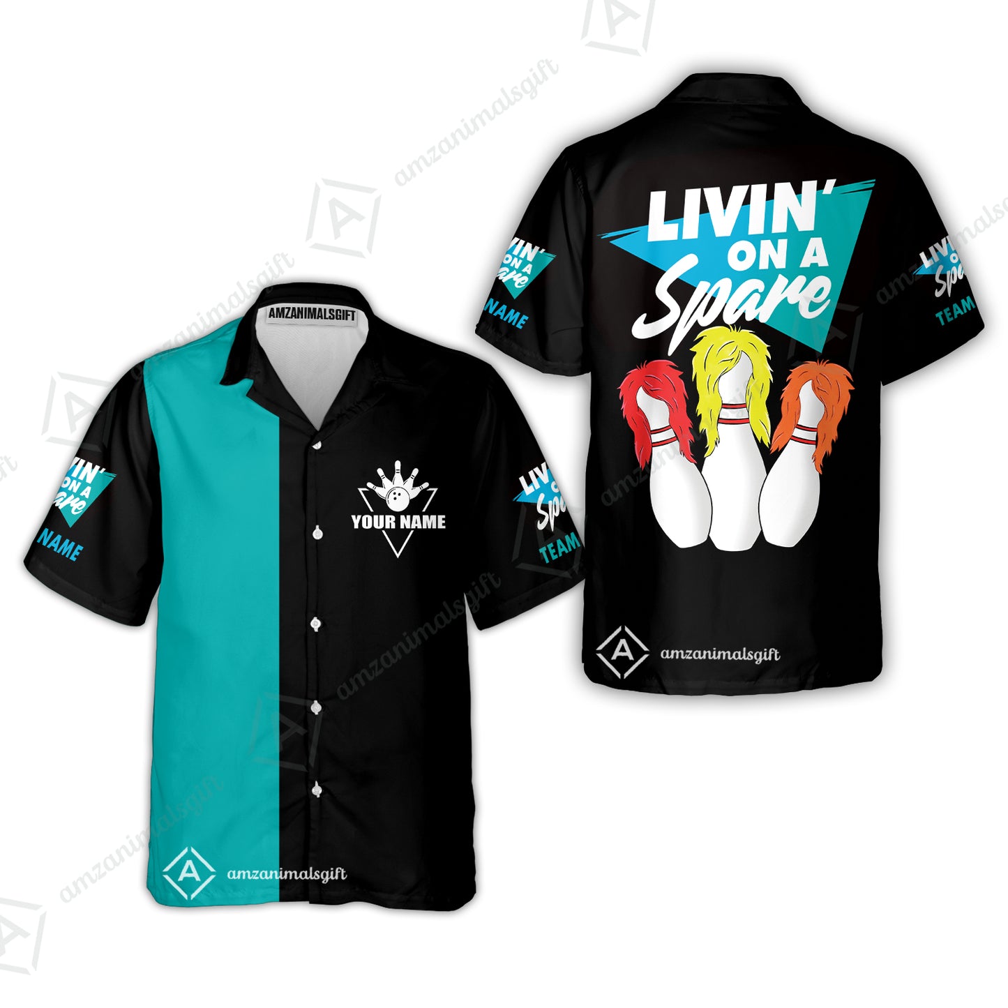Customized Bowling Team Hawaiian Shirt, Bowling Livin' On A Spare Personalized Hawaiian Shirt Uniform For Bowlers