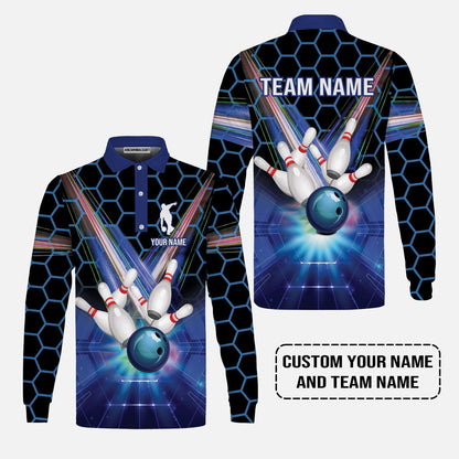 Blue Bowling Custom Sweatshirt, Bowling Personalized Sweatshirt, Bowling Shirt Custom Name and Team Name