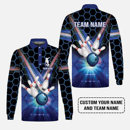 Blue Bowling Custom T-Shirt, Bowling Personalized T-Shirt, Bowling Shirt Custom Name and Team Name