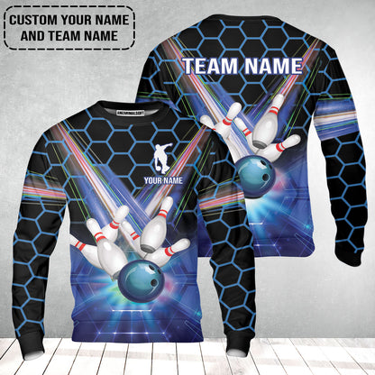 Blue Bowling Custom Sweatshirt, Bowling Personalized Sweatshirt, Bowling Shirt Custom Name and Team Name
